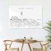 Portland Maine Line Art Metal Print - Kitchen - Dark