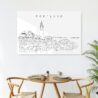 Portland Maine Line Art Metal Print - Kitchen - Dark