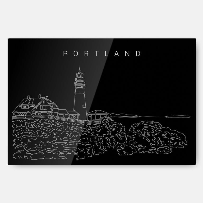 Portland Maine Line Art Metal Print Wall Art - Main - Dark