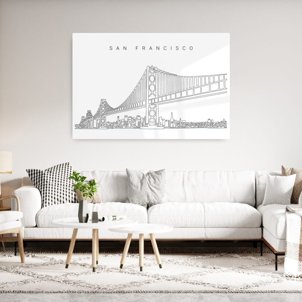 San Francisco Line Art Metal Print - Living Room - Light San Francisco Line Art Metal Print - Living Room - Light