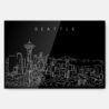 Seattle Line Art Metal Print Wall Art - Dark