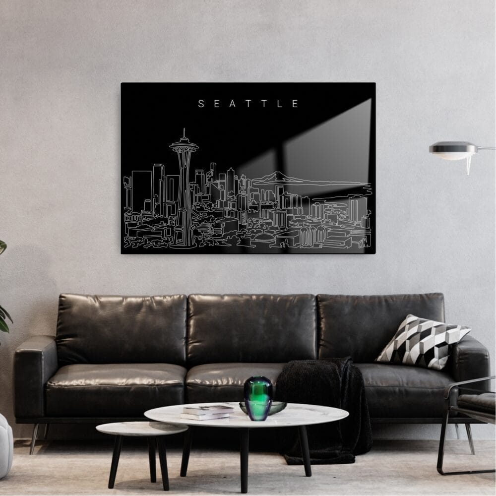 Seattle Metal Print Wall Art - Living Room - Dark Seattle Metal Print Wall Art - Living Room - Dark