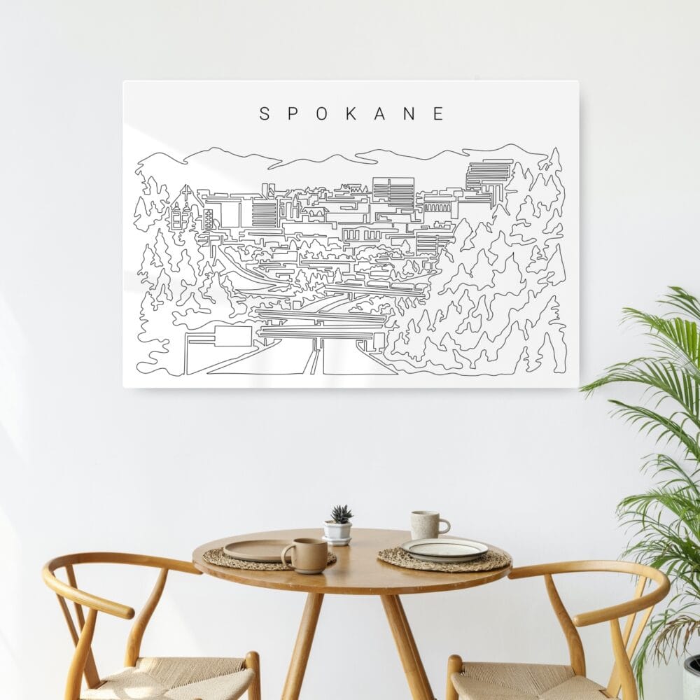 Spokane Line Art Metal Print - Kitchen - Dark Spokane Line Art Metal Print - Kitchen - Dark