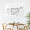 Spokane Line Art Metal Print - Kitchen - Dark