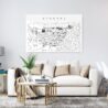 Spokane Line Art Metal Print - Living ROom - Light