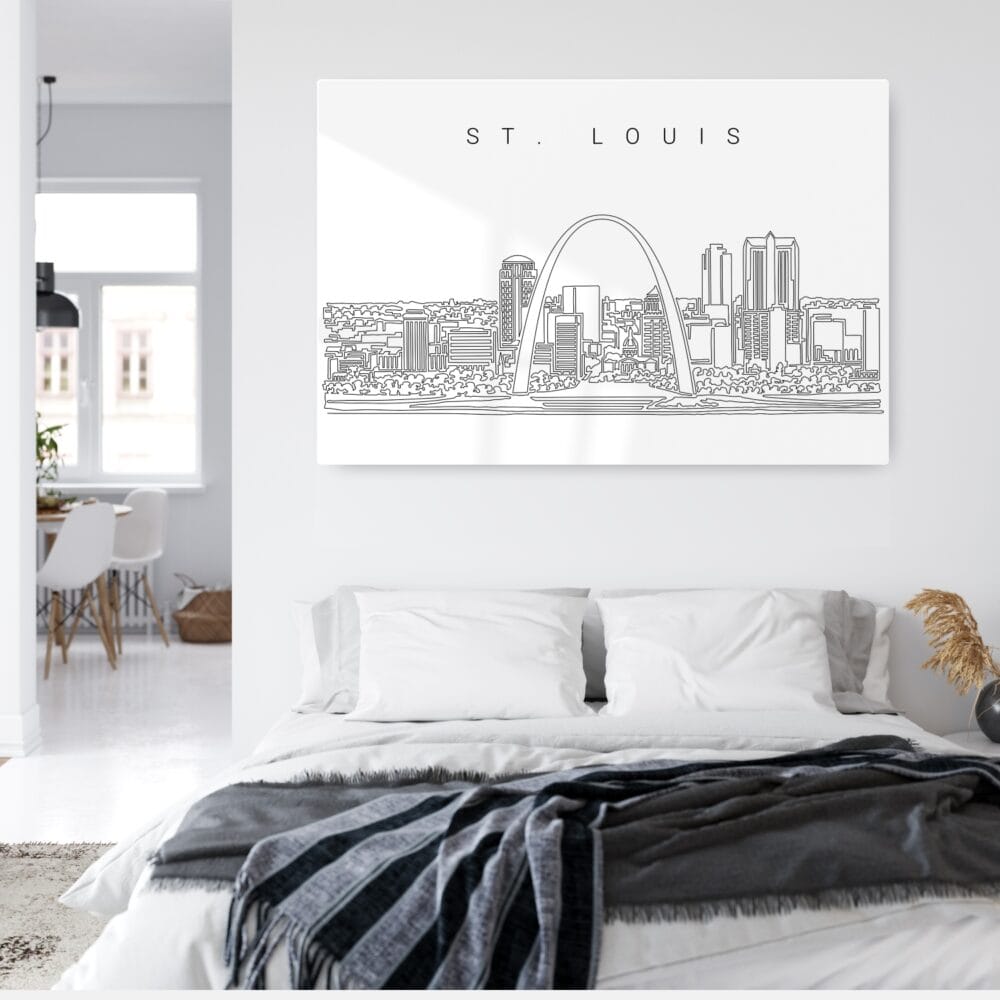 St Louis Skyline Line Art Metal Print - Bed Room - Light St Louis Skyline Line Art Metal Print - Bed Room - Light
