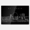 St Louis Skyline Line Art Metal Print Wall Art - Main - Dark