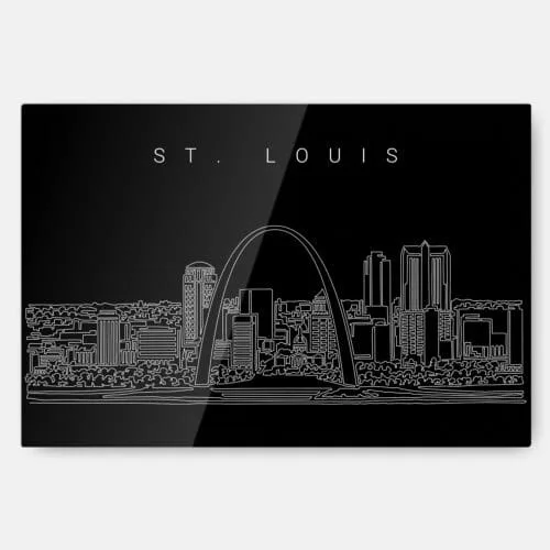 St Louis Skyline Line Art Metal Print Wall Art - Main - Dark