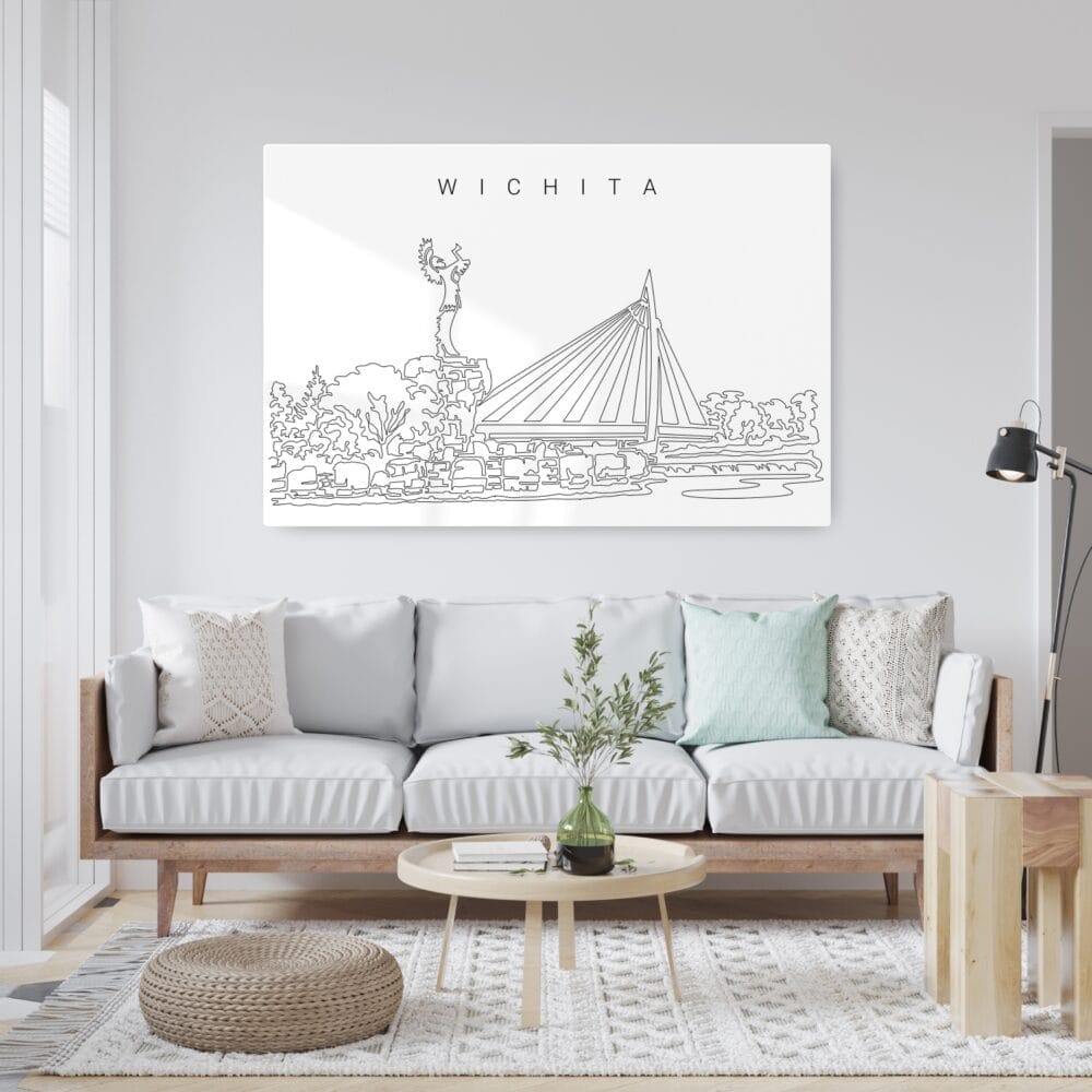 Wichita Kansas Line Art Metal Print - Living ROom - Light Wichita Kansas Line Art Metal Print - Living ROom - Light