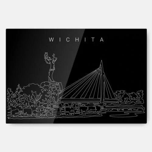 Wichita Kansas Line Art Metal Print Wall Art - Main - Dark
