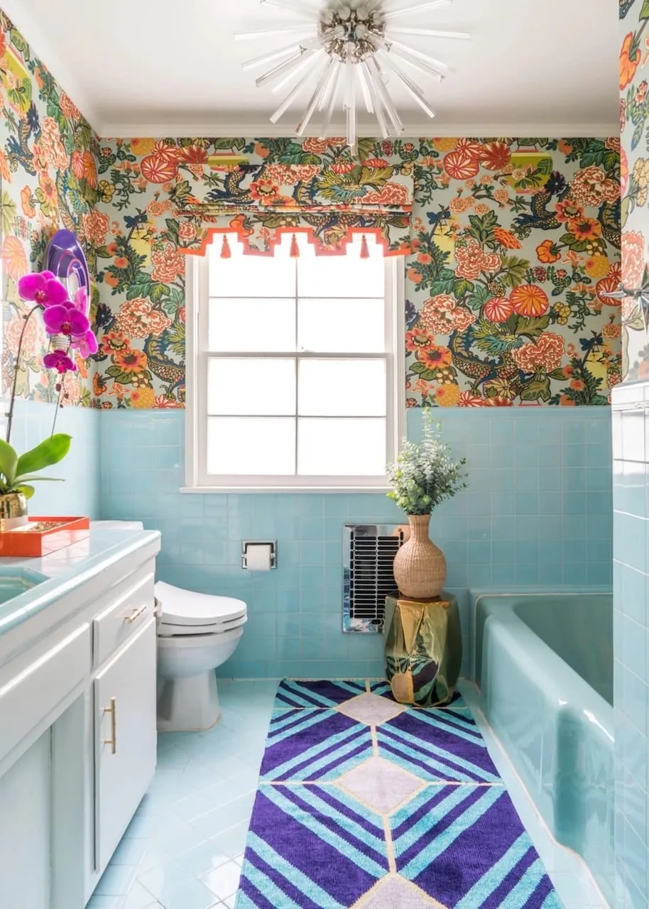 Colorful Eclectic Home Decor & Inspiration For Every Room (With Product Gallery) 14 colorful eclectic home decor blue tile bathroom