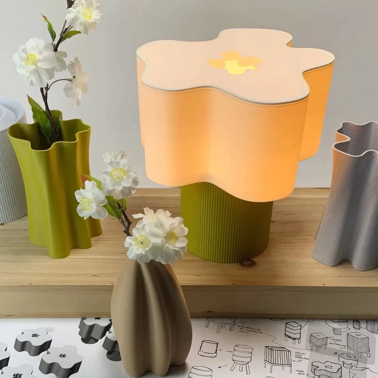colorful eclectic home decor green blob lamp vases