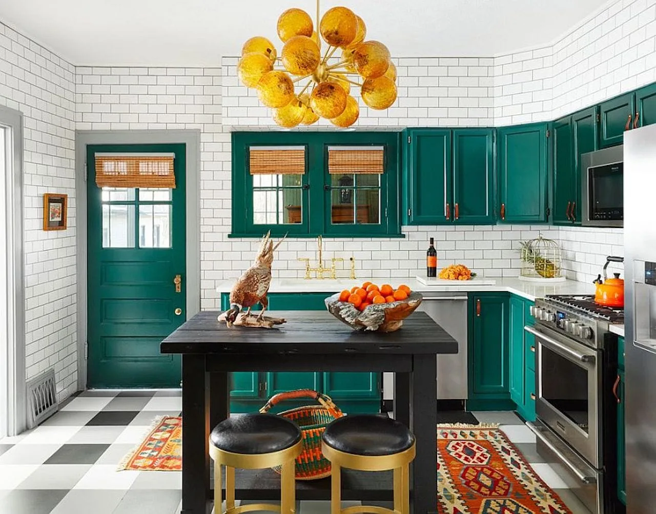 Colorful Eclectic Home Decor & Inspiration For Every Room (With Product Gallery) 30 colorful eclectic home decor green cabinets kitchen
