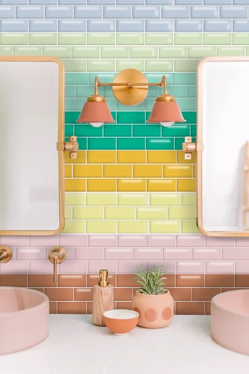 Colorful Eclectic Home Decor & Inspiration For Every Room (With Product Gallery) 13 colorful eclectic home decor rainbow tile bathroom