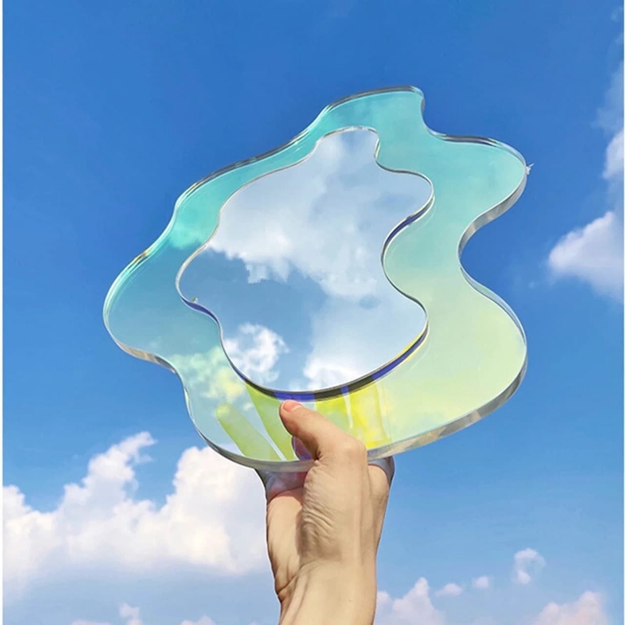 colorful eclectic home decor wavy iridescent mirror