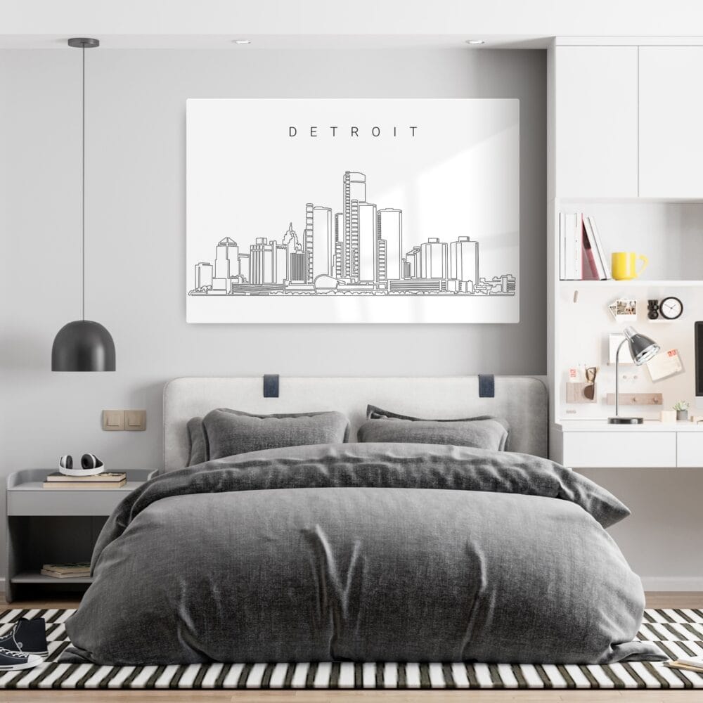 Detroit Skyline Metal Print - Bedroom - Light Detroit Skyline Metal Print - Bedroom - Light