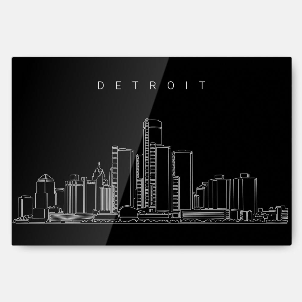 Detroit Skyline Metal Print Wall Art - Main - Dark