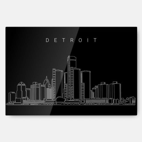 Detroit Skyline Metal Print Wall Art - Main - Dark