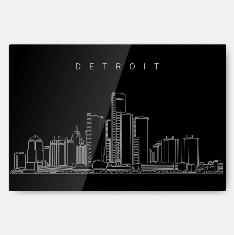 Detroit Skyline Metal Print Wall Art - Main - Dark