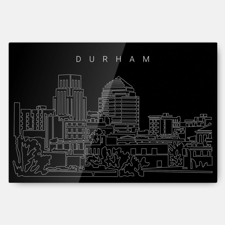 Durham Skyline Metal Print Wall Art - Main - Dark
