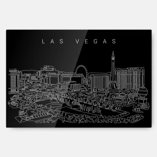 Las Vegas Skyline Metal Print Wall Art - Main - Dark