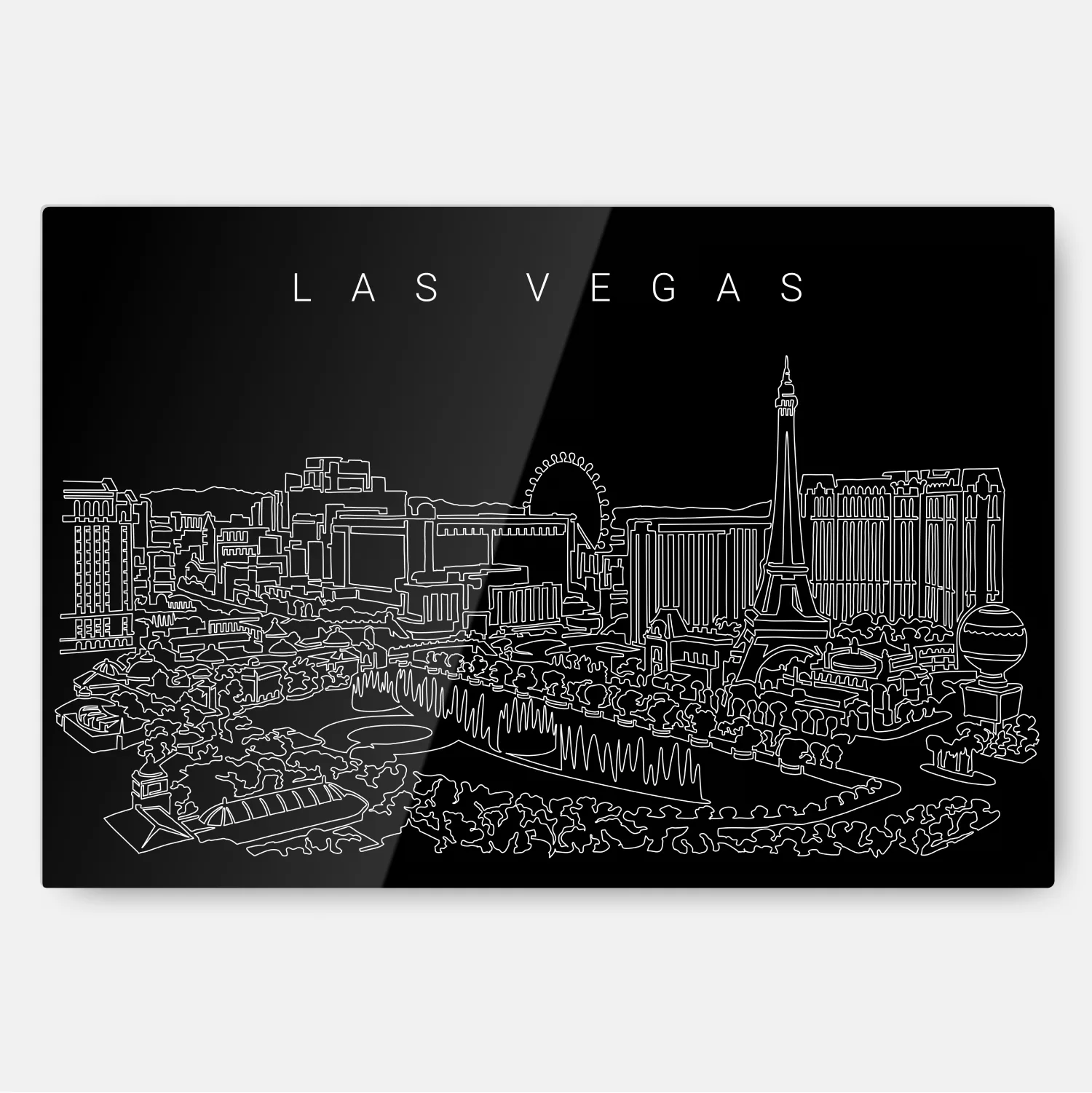 Las Vegas Skyline Line Art Metal Print