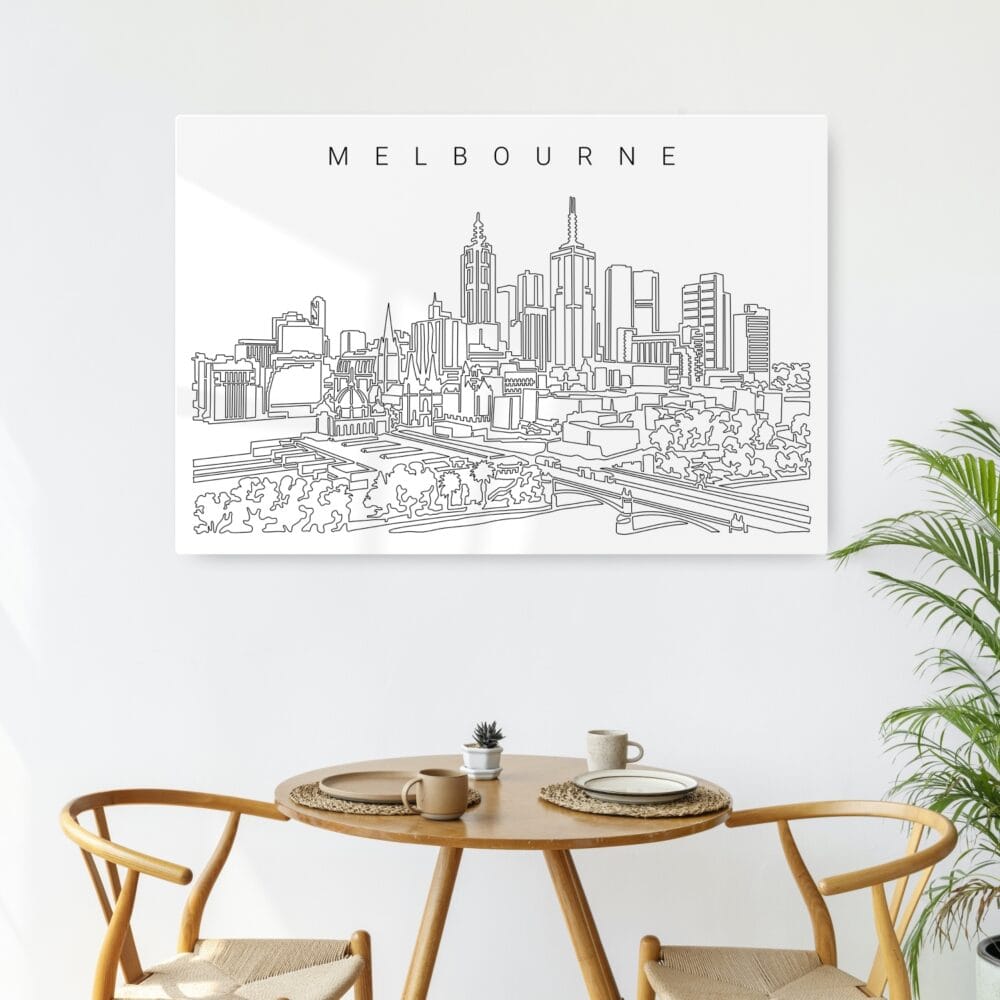 Melbourne Skyline Metal Print - Kitchen - Light Melbourne Skyline Metal Print - Kitchen - Light
