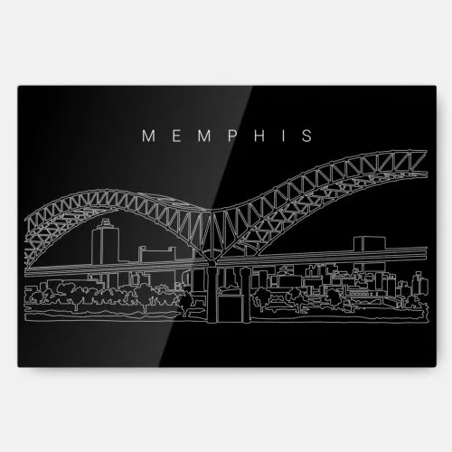 Memphis Skyline Metal Print Wall Art - Main - Dark