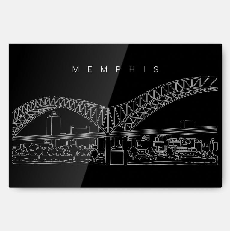 Memphis Skyline Metal Print Wall Art - Main - Dark