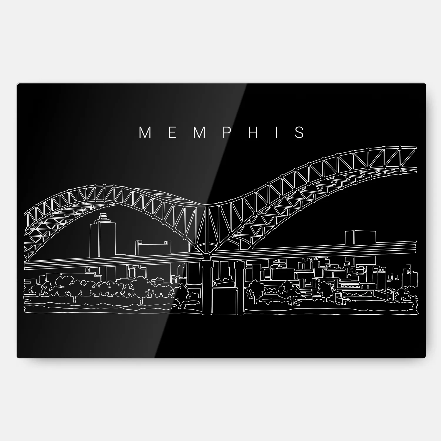Memphis Skyline Line Art Metal Print