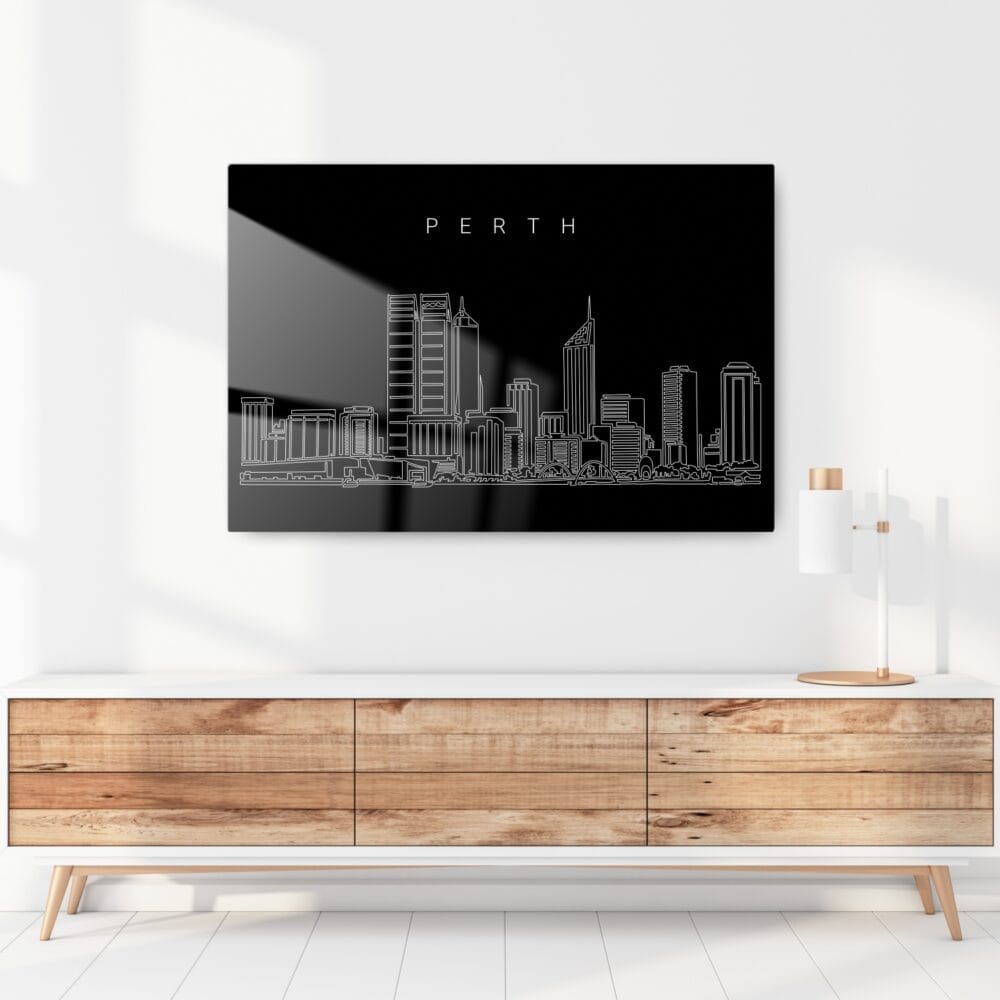 Perth Skyline Metal Print - Hallway - Dark Perth Skyline Metal Print - Hallway - Dark
