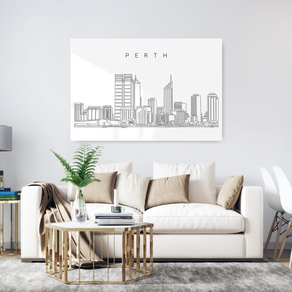 Perth Skyline Metal Print - Living ROom - Light Perth Skyline Metal Print - Living ROom - Light