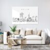 Perth Skyline Metal Print - Living ROom - Light
