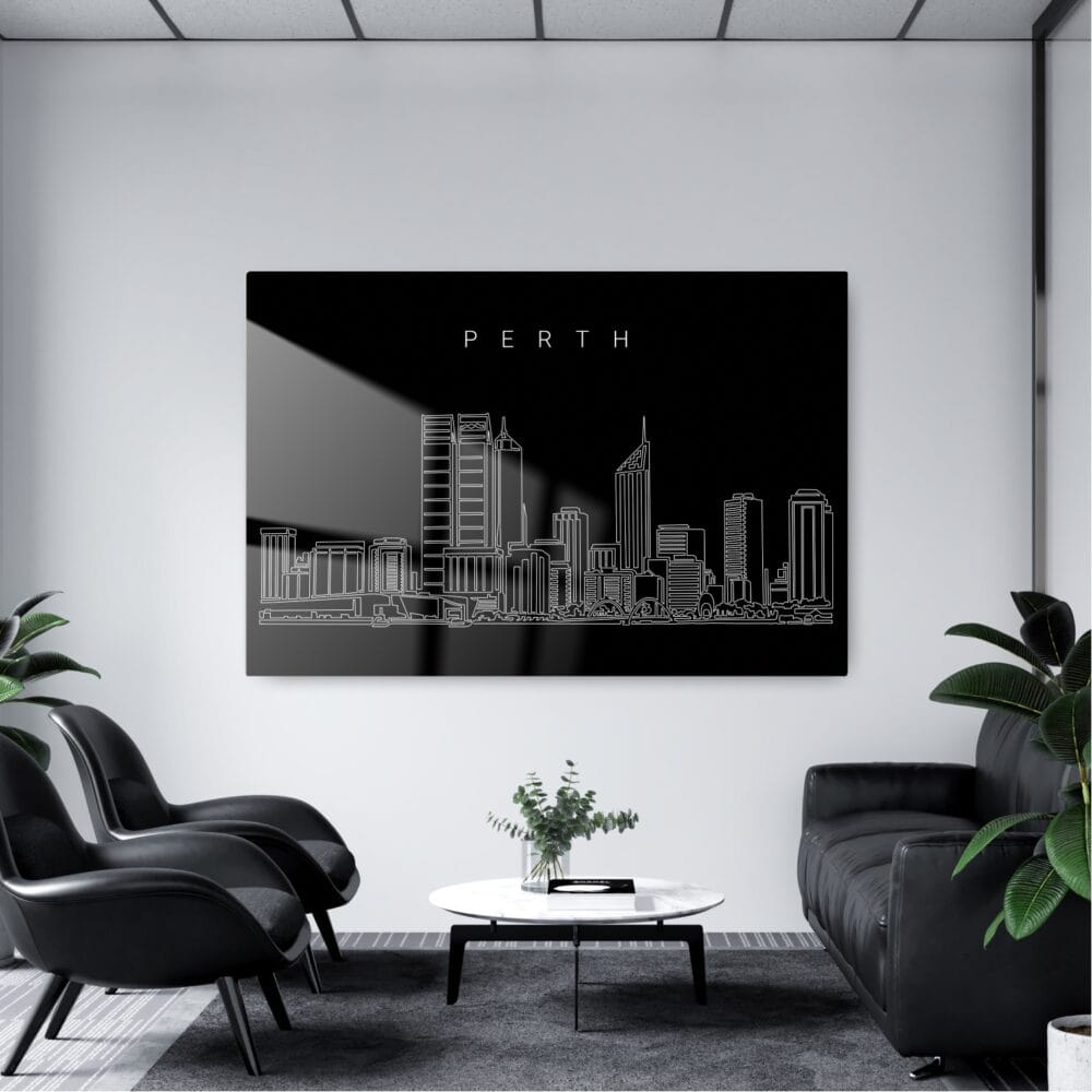 Perth Skyline Metal Print - Office - Dark Perth Skyline Metal Print - Office - Dark