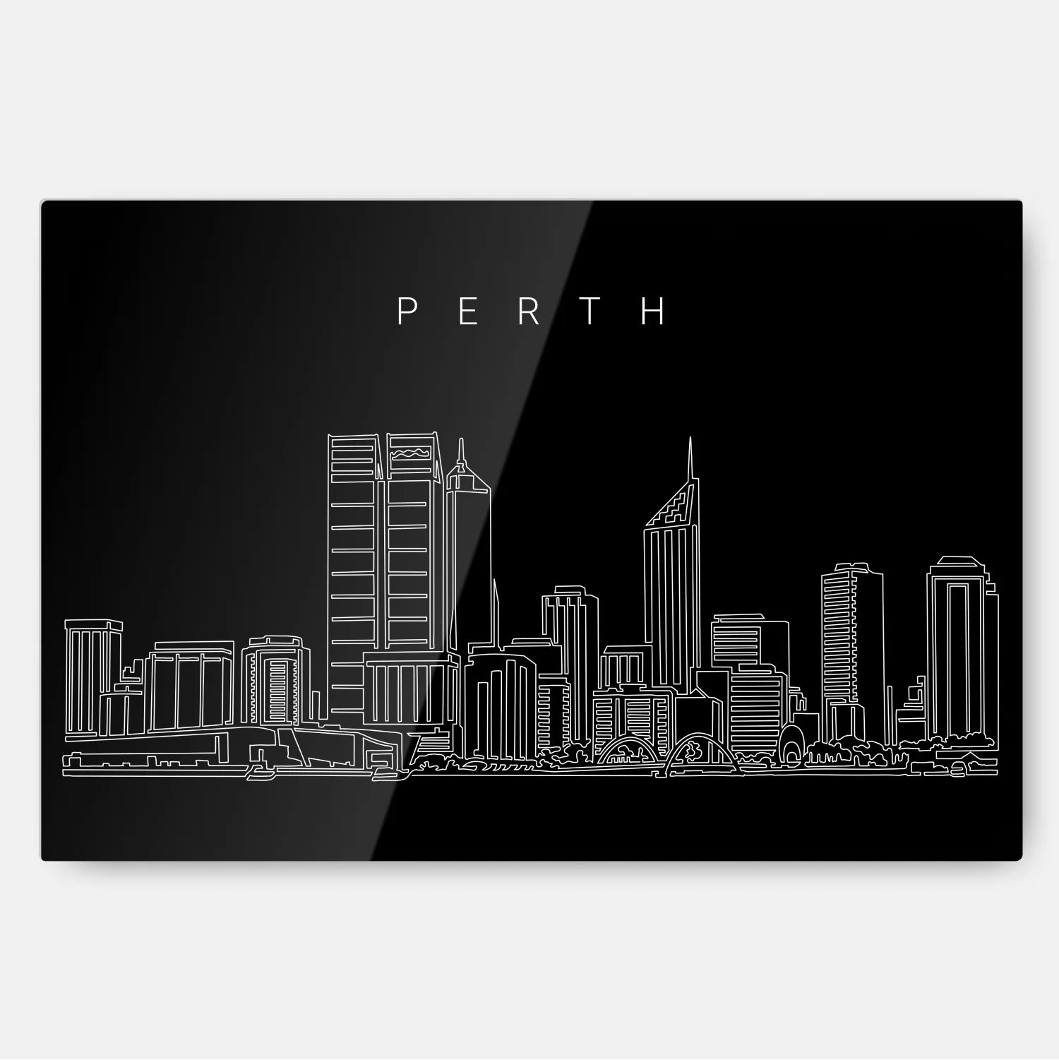 Perth Skyline Line Art Metal Print