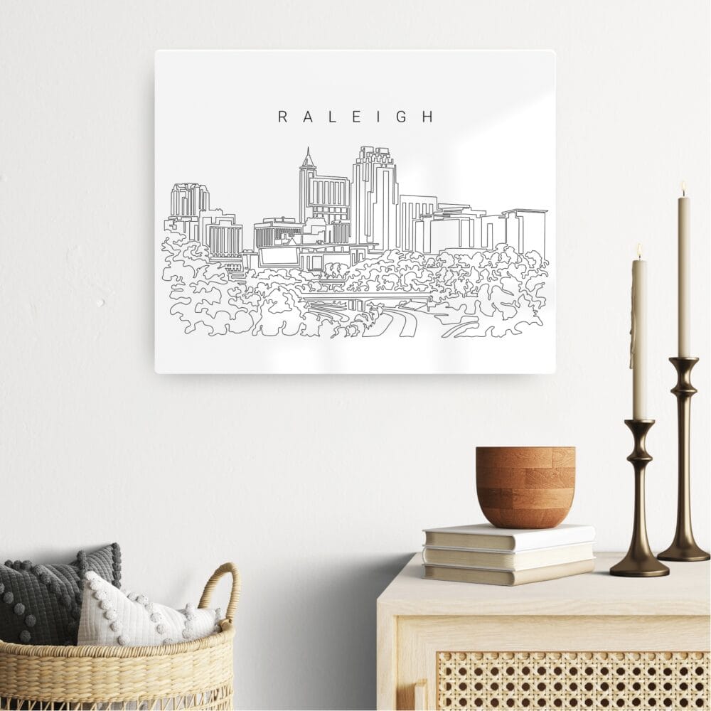 Raleigh Skyline Metal Print - Hallway - Light Raleigh Skyline Metal Print - Hallway - Light