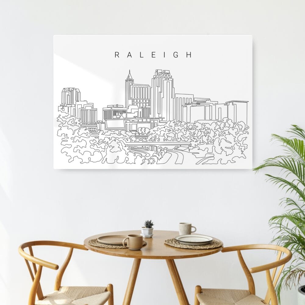 Raleigh Skyline Metal Print - Kitchen - Light Raleigh Skyline Metal Print - Kitchen - Light