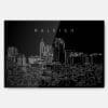 Raleigh Skyline Metal Print Wall Art - Main - Dark