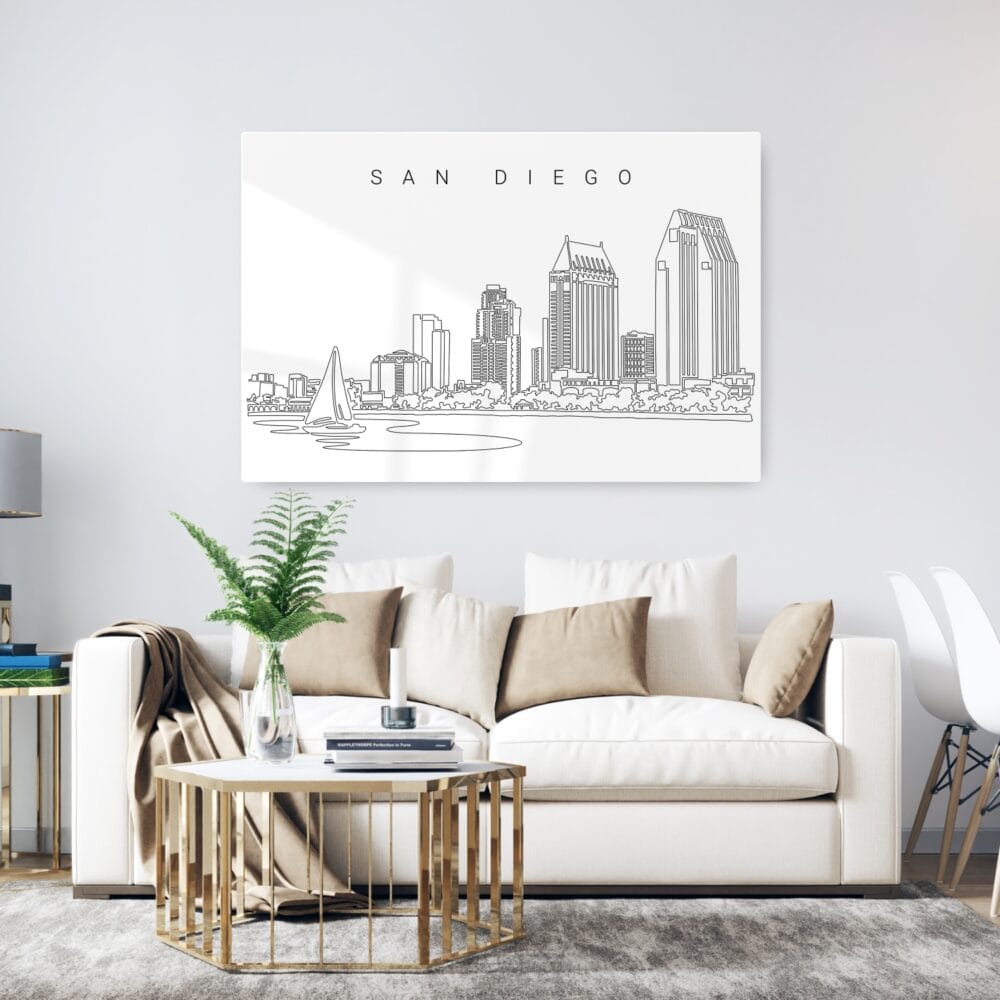 San Diego Skyline Metal Print - Living ROom - Light San Diego Skyline Metal Print - Living ROom - Light