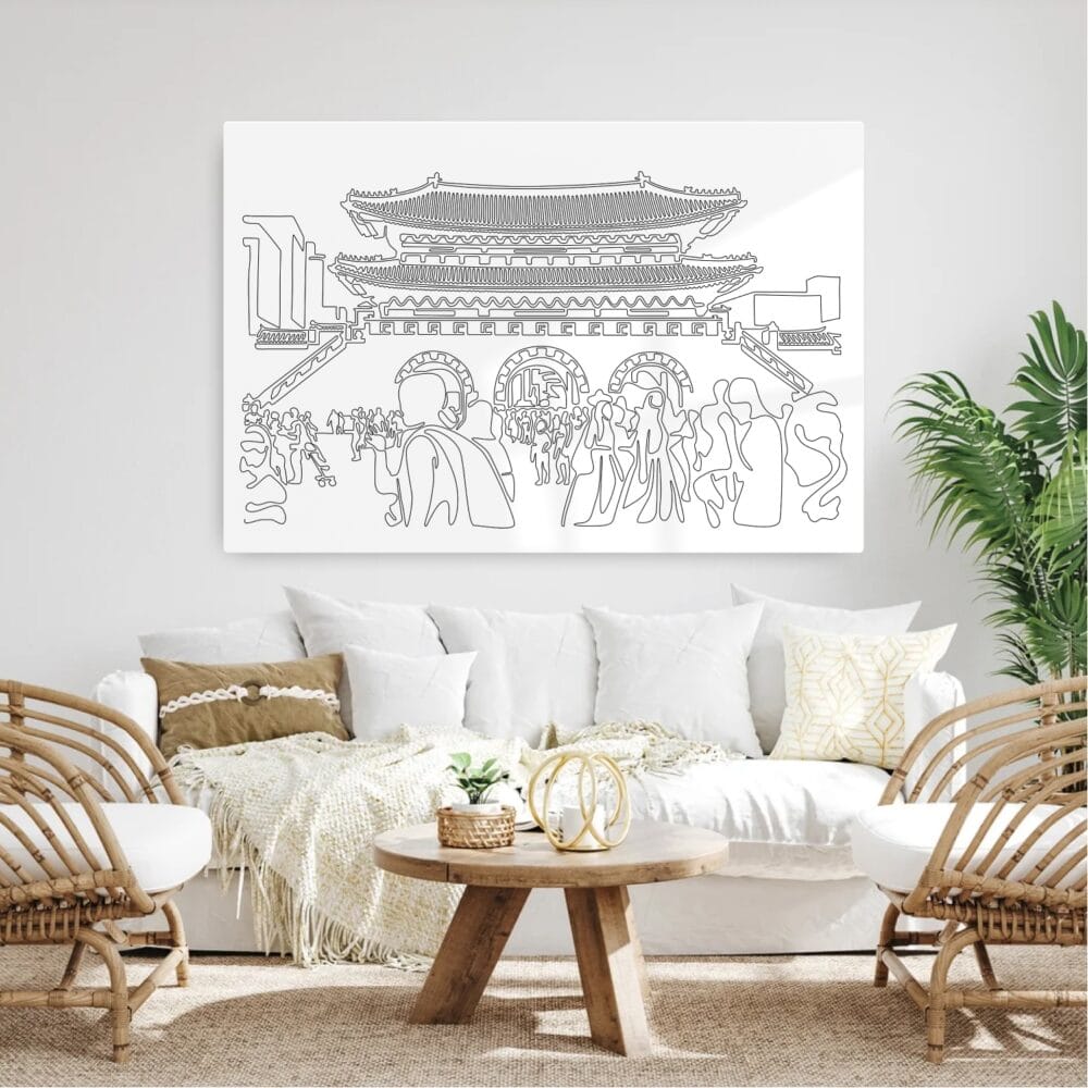 Seoul Gwanghwamun Gate Metal Print - Living Room - Light Seoul Gwanghwamun Gate Metal Print - Living Room - Light