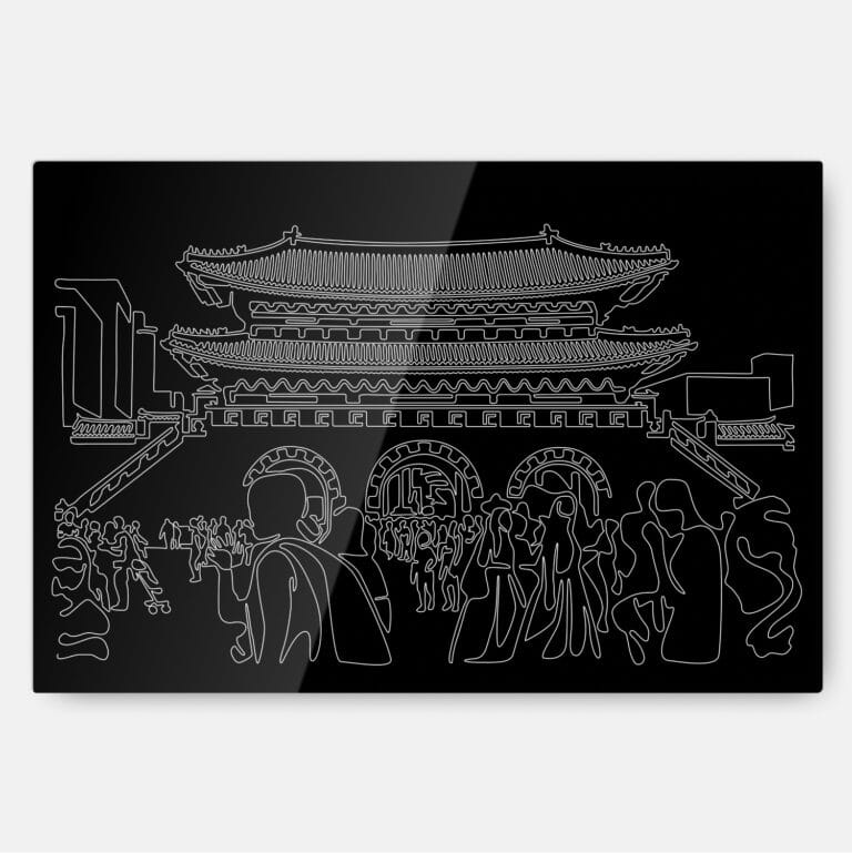 Seoul Gwanghwamun Gate Metal Print Wall Art - Main - Dark