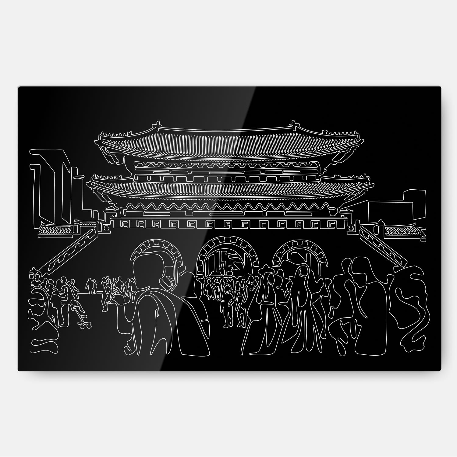 Seoul Gwanghwamun Gate Line Art Metal Print