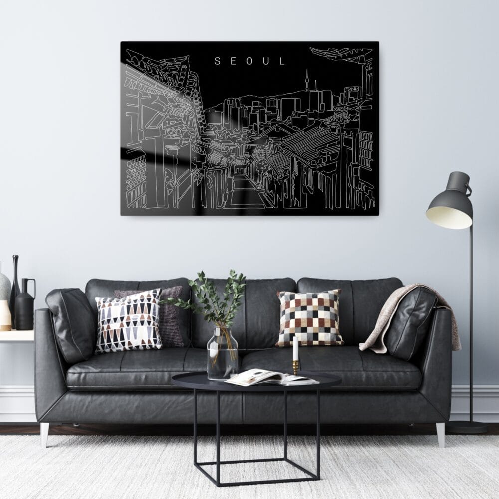 Seoul Korea Metal Print - Living ROom - Dark Seoul Korea Metal Print - Living ROom - Dark
