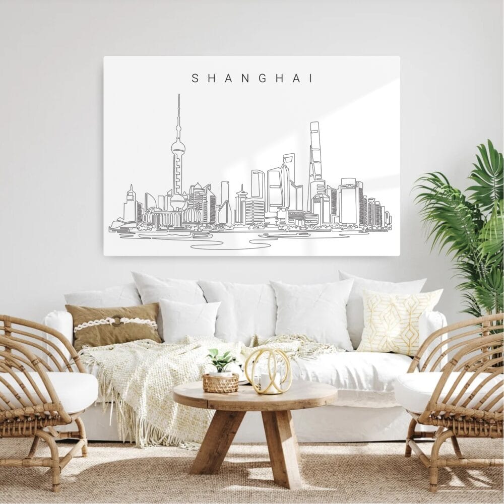 Shanghai Skyline Metal Print - Living Room - Light Shanghai Skyline Metal Print - Living Room - Light