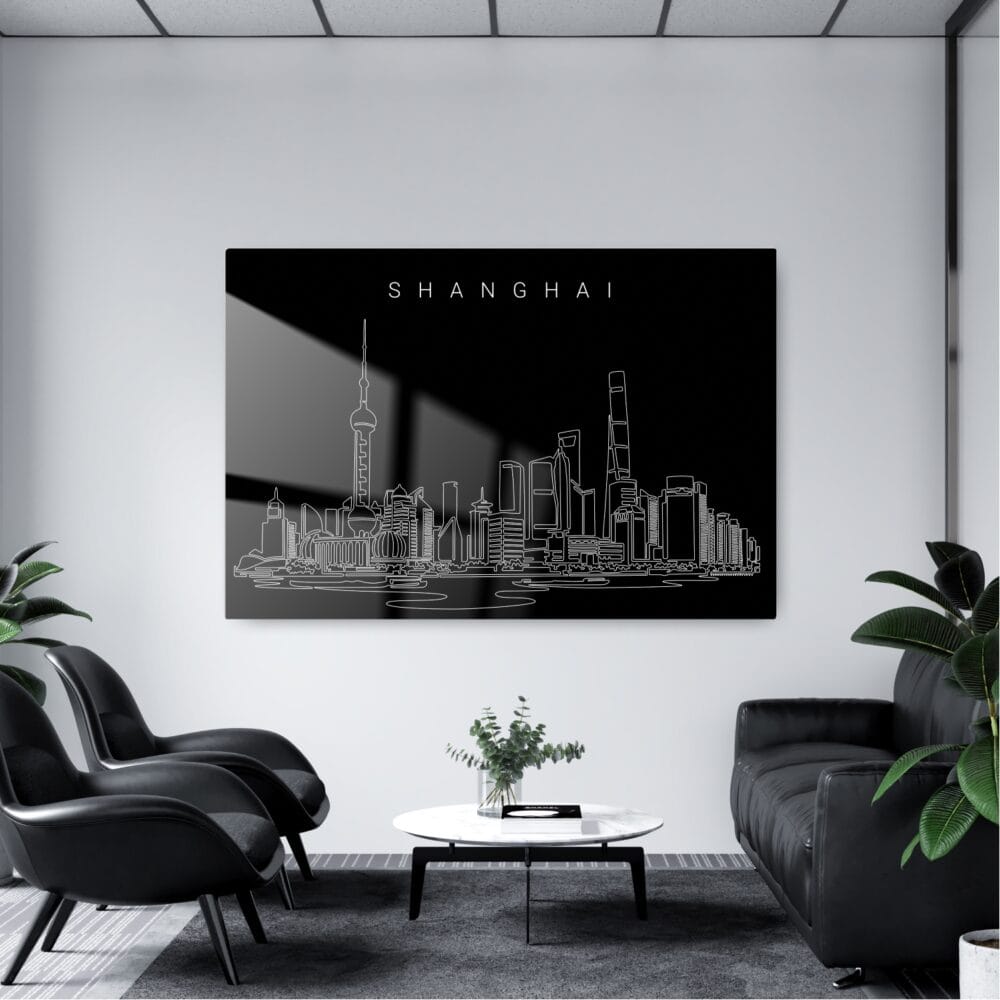 Shanghai Skyline Metal Print - Office - Dark Shanghai Skyline Metal Print - Office - Dark