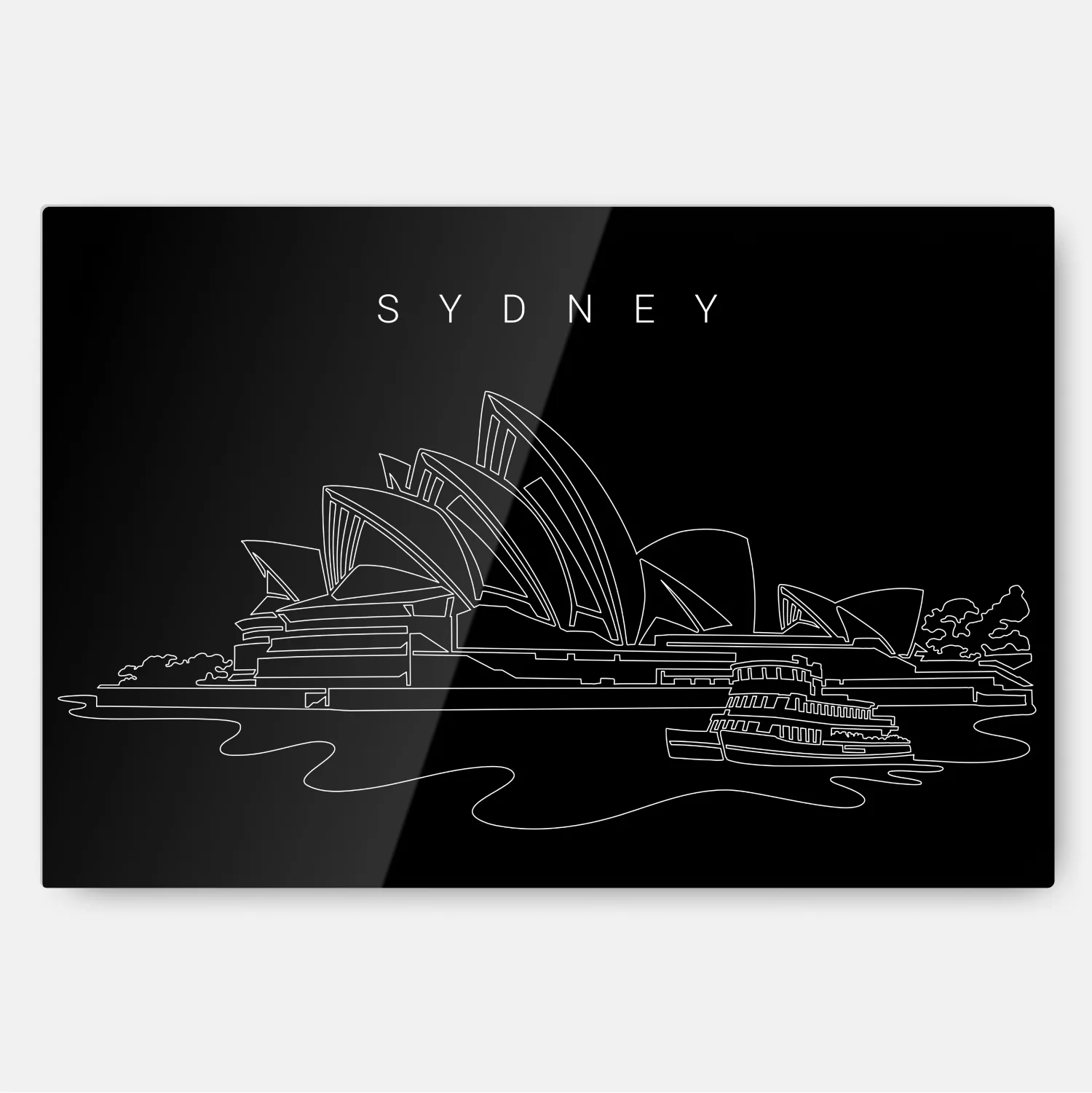 Sydney Opera House Line Art Metal Print