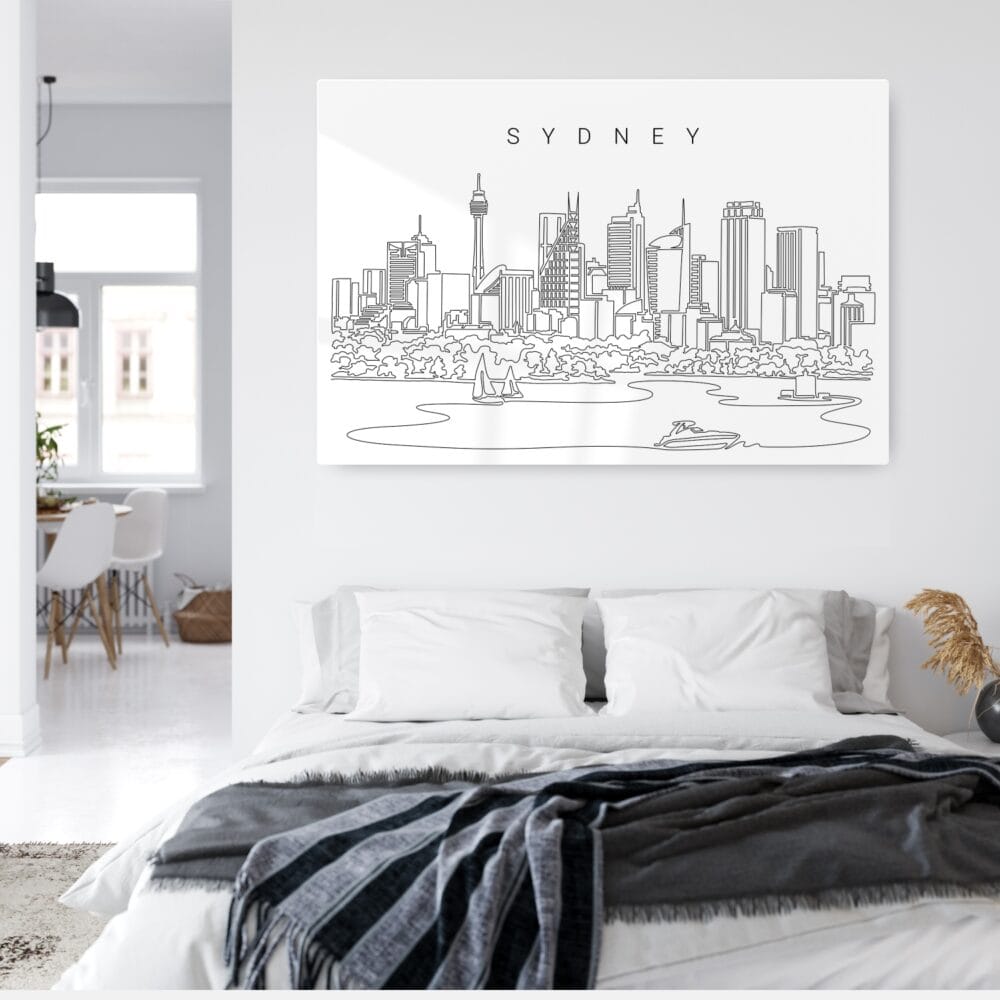 Sydney Skyline Metal Print - Bed Room - Light Sydney Skyline Metal Print - Bed Room - Light