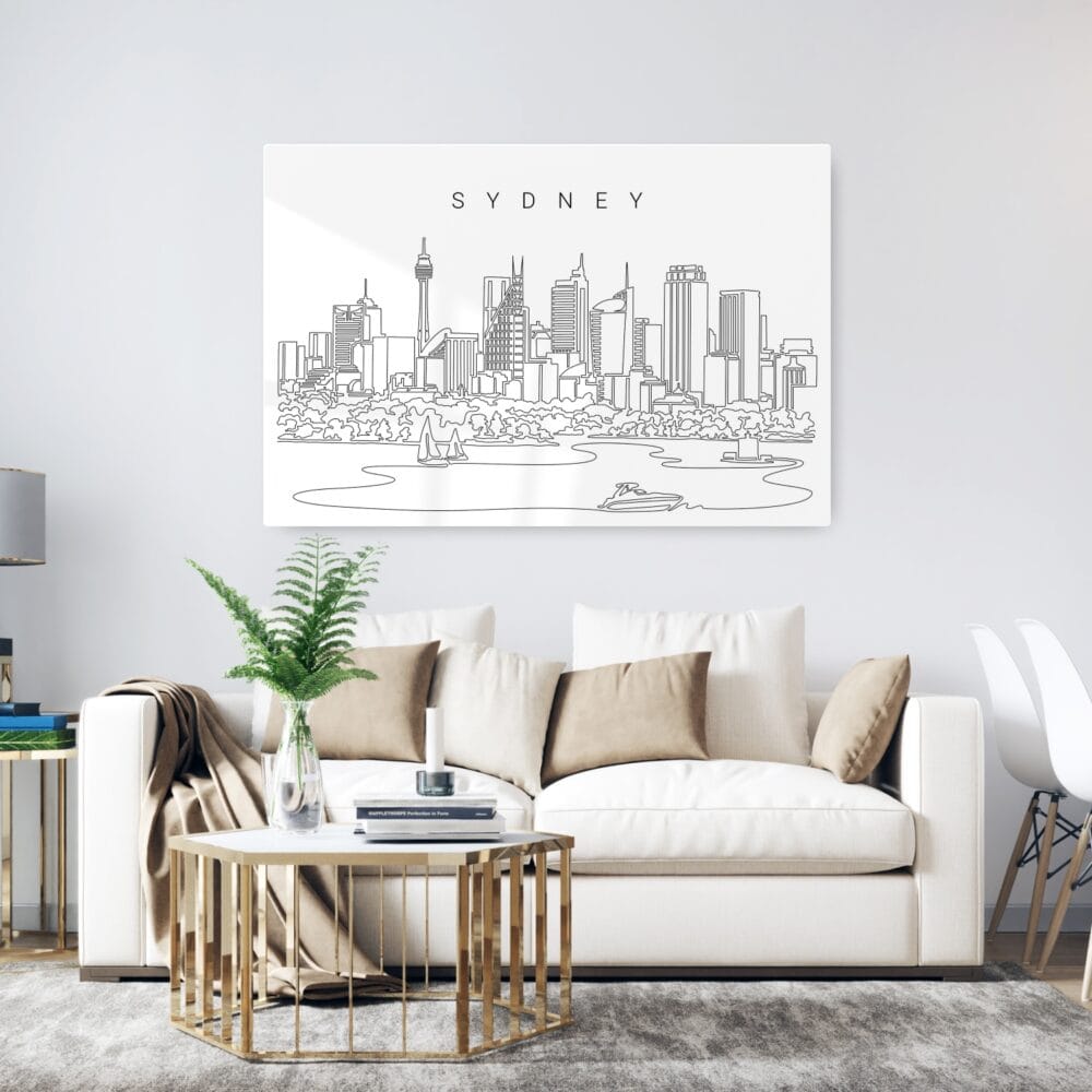 Sydney Skyline Metal Print - Living ROom - Light Sydney Skyline Metal Print - Living ROom - Light