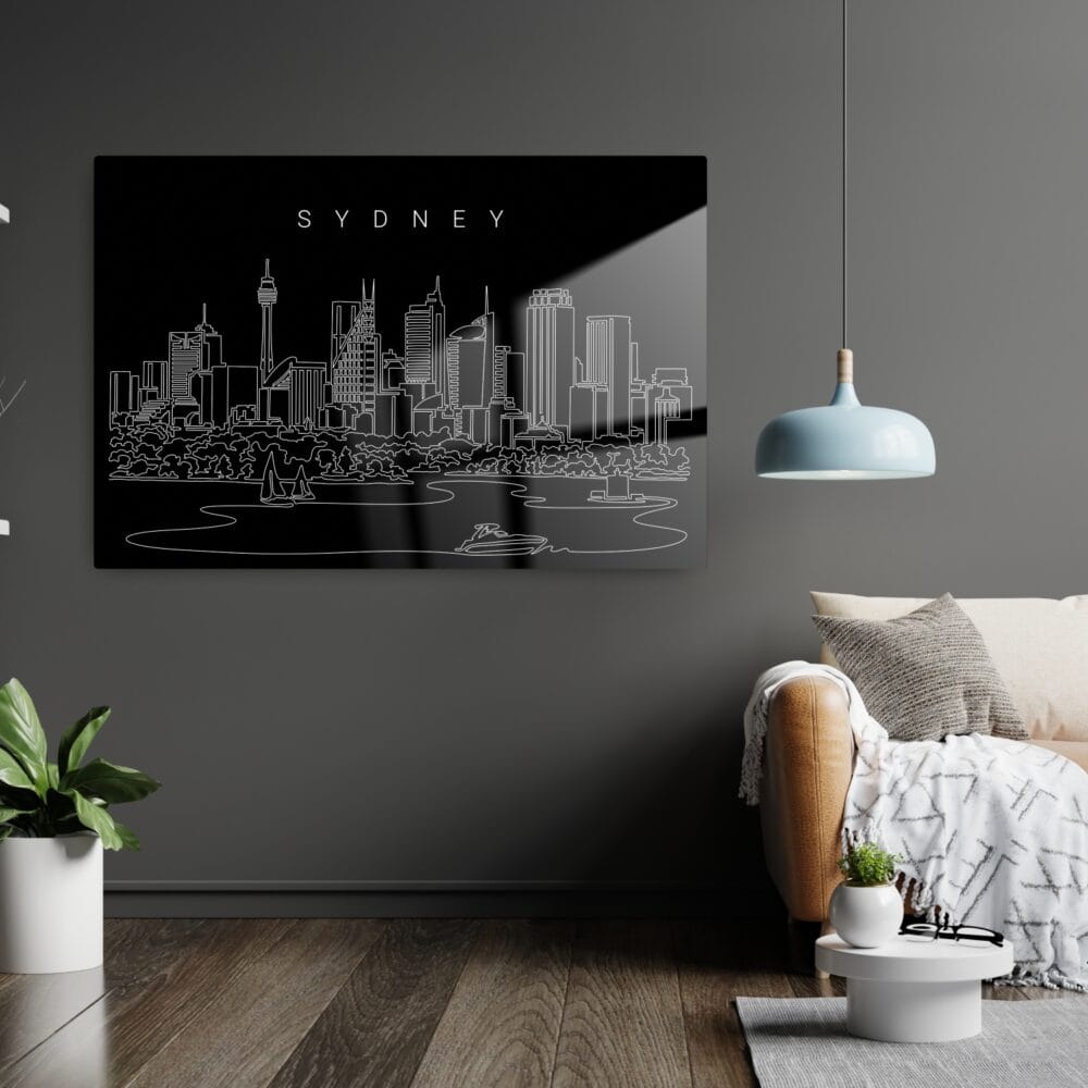 Sydney Skyline Metal Print - Living Room - Dark Sydney Skyline Metal Print - Living Room - Dark