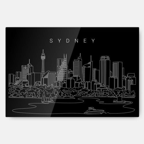 Sydney Skyline Metal Print Wall Art - Main - Dark
